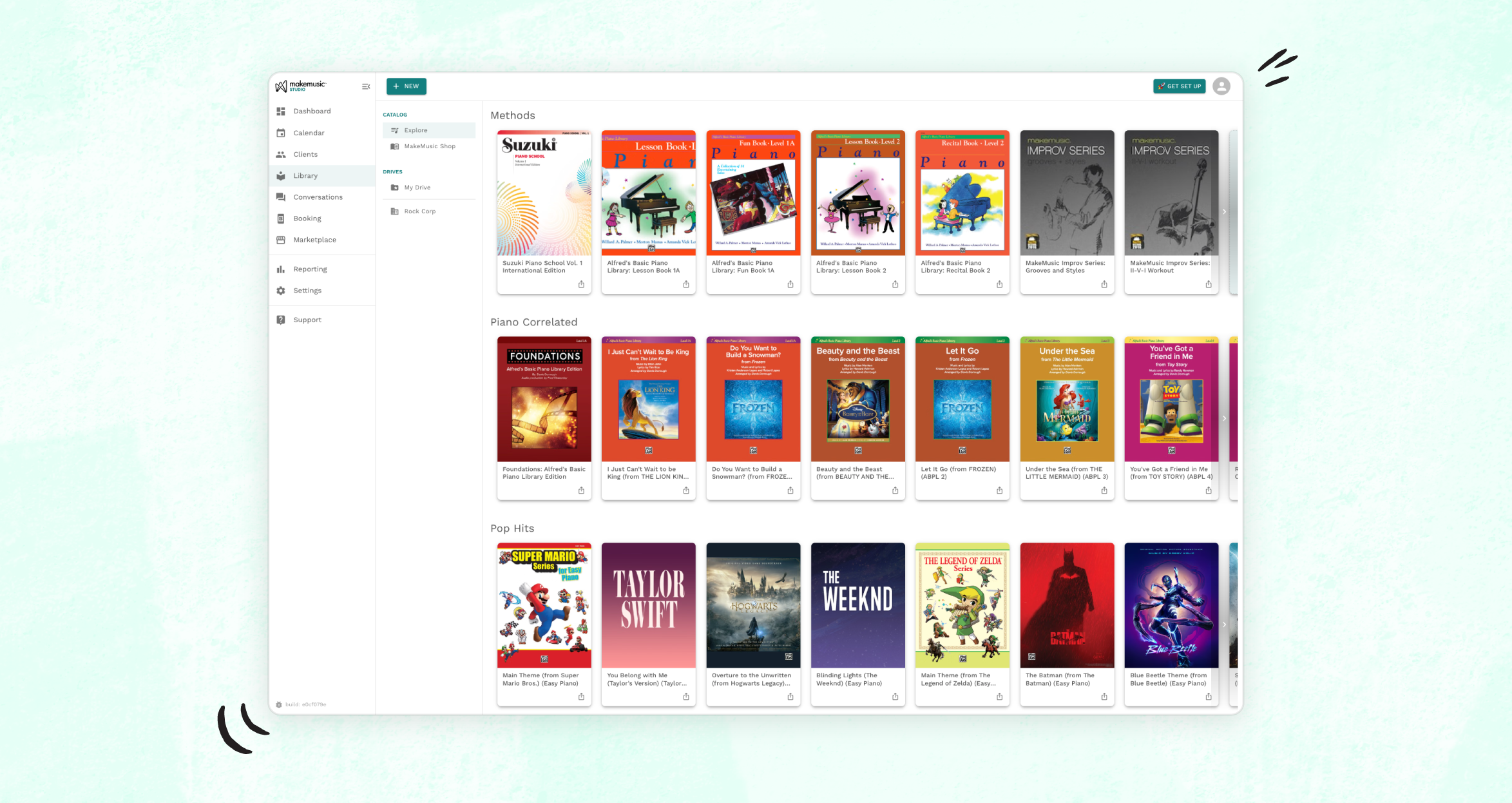 MakeMusic Studio music library screen